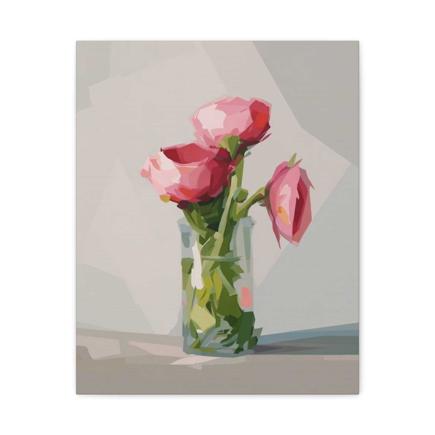 Pink Floral Vase Canvas Print — Stretched Matte Wall Art