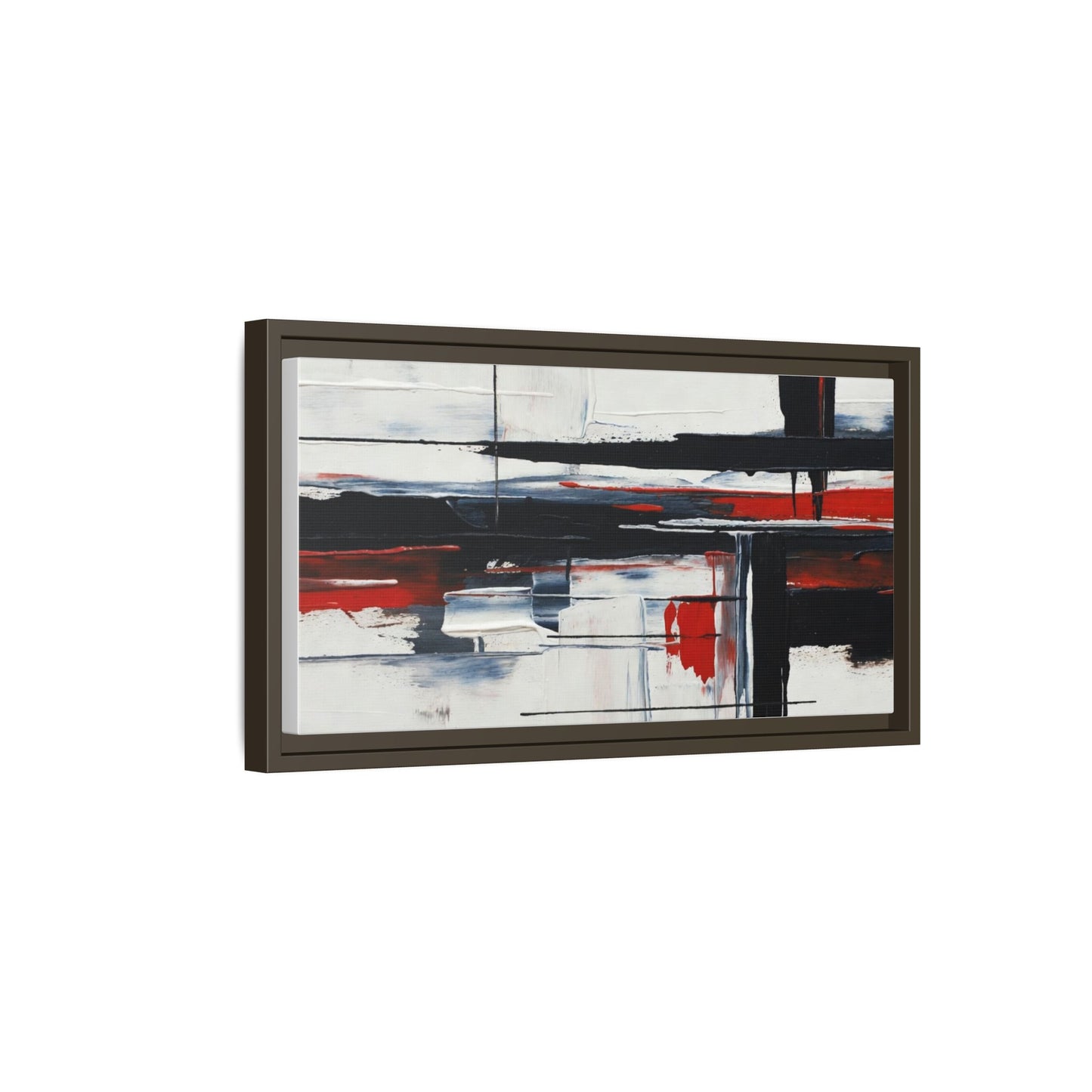 Abstract Red & Black Framed Canvas Art — Modern Matte Wall Painting