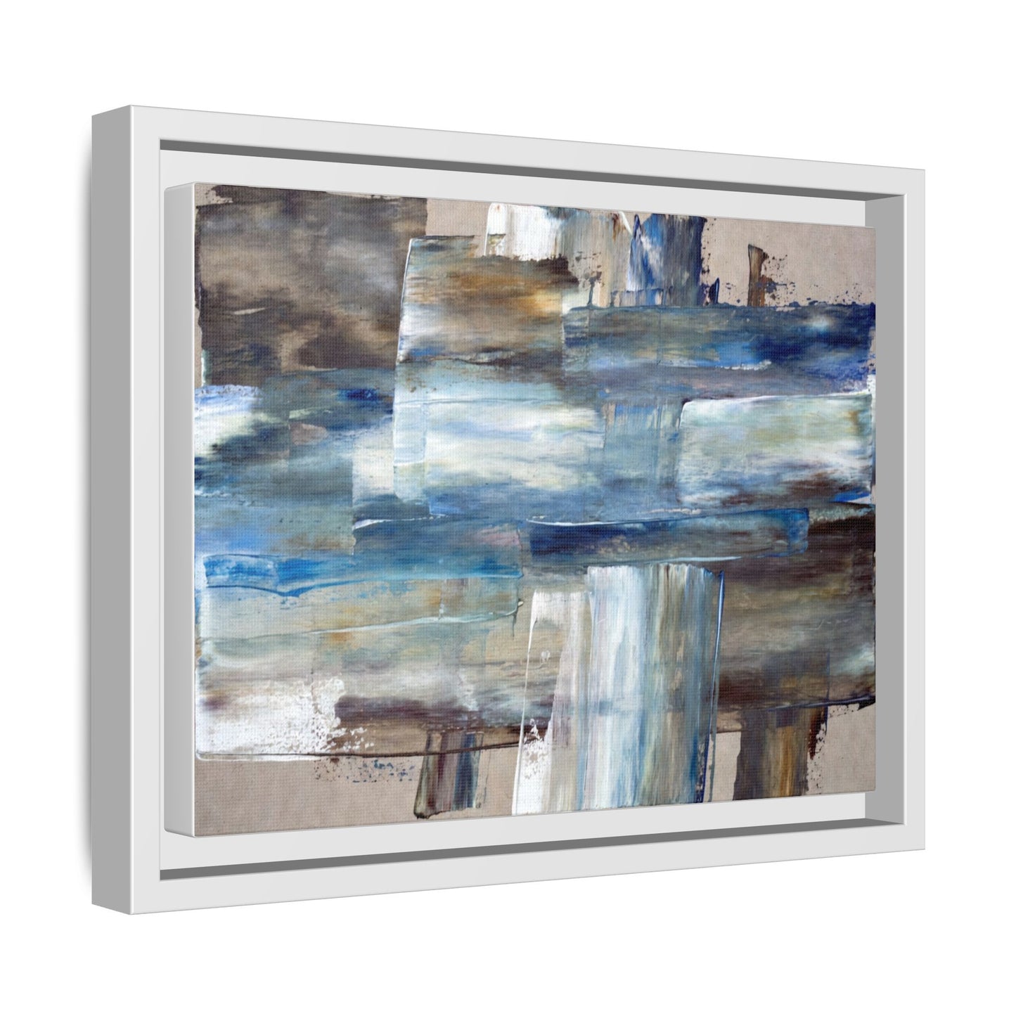 Abstract Blue Coastal Matte Canvas Framed Wall Art