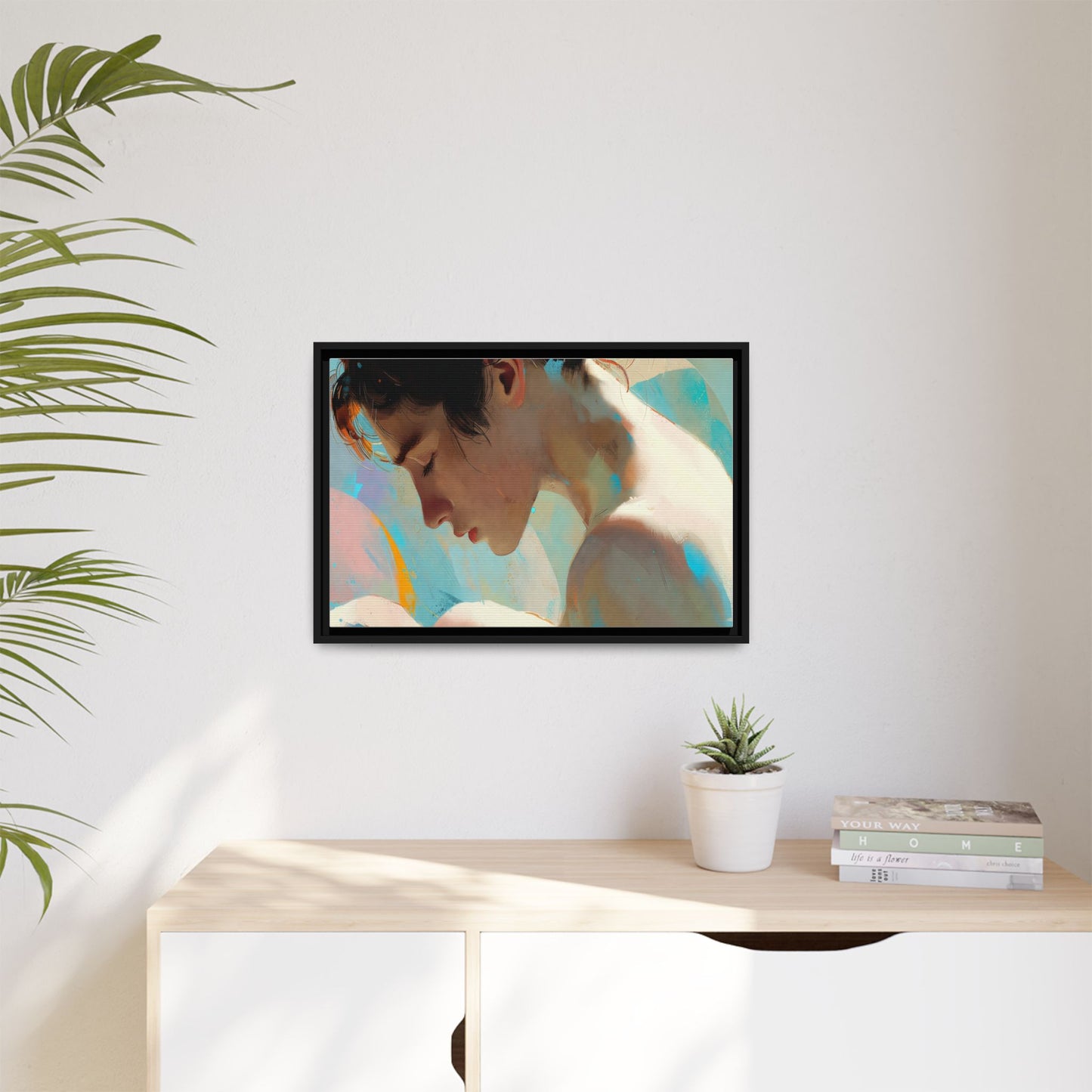 Framed Matte Canvas Print — Dreamy Portrait Art (Multi‑Color)