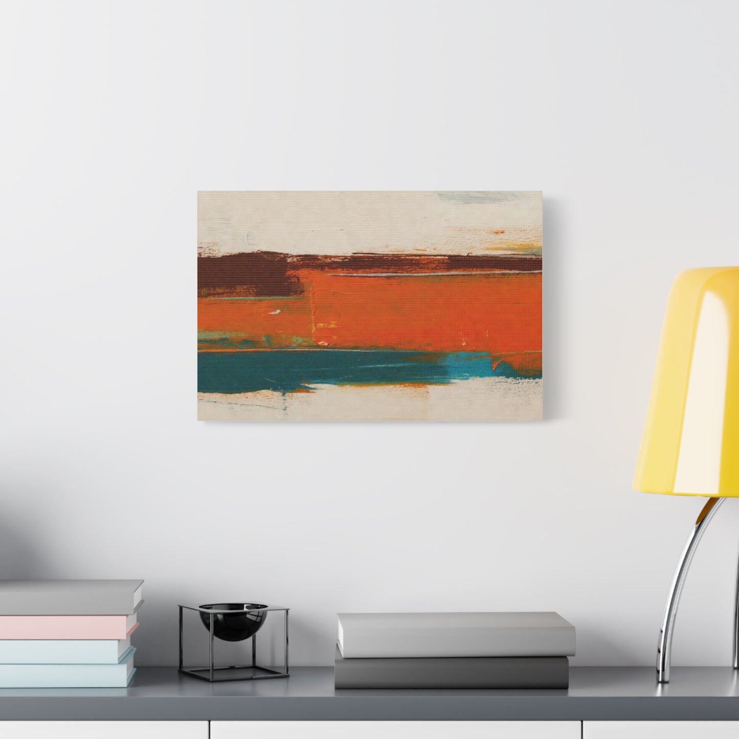 Abstract Orange & Teal Matte Canvas Wall Art — Stretched 1.25"