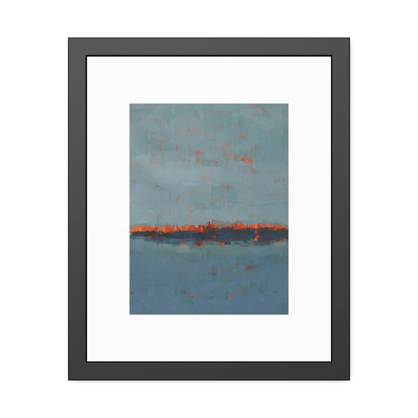 Abstract Seaside Framed Poster — Blue & Copper Minimalist Wall Art