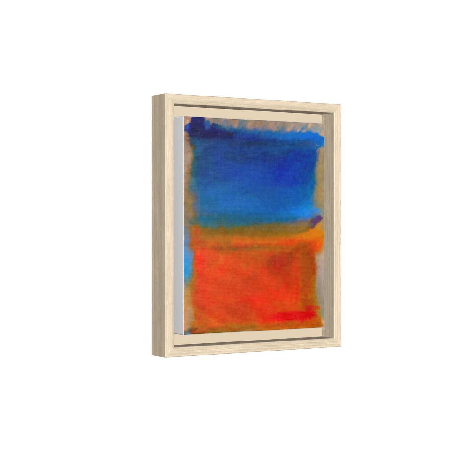 Abstract Color Block Matte Canvas Framed Wall Art — Blue & Orange Modern Painting