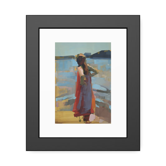 Framed Art Print — Woman at the Shore Impressionist Poster