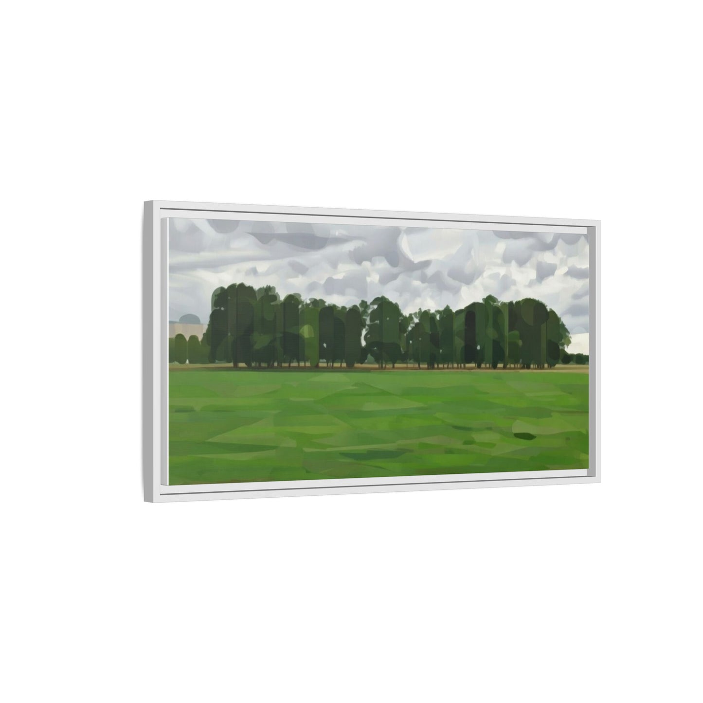 Framed Matte Canvas Print — Minimalist Green Landscape Art