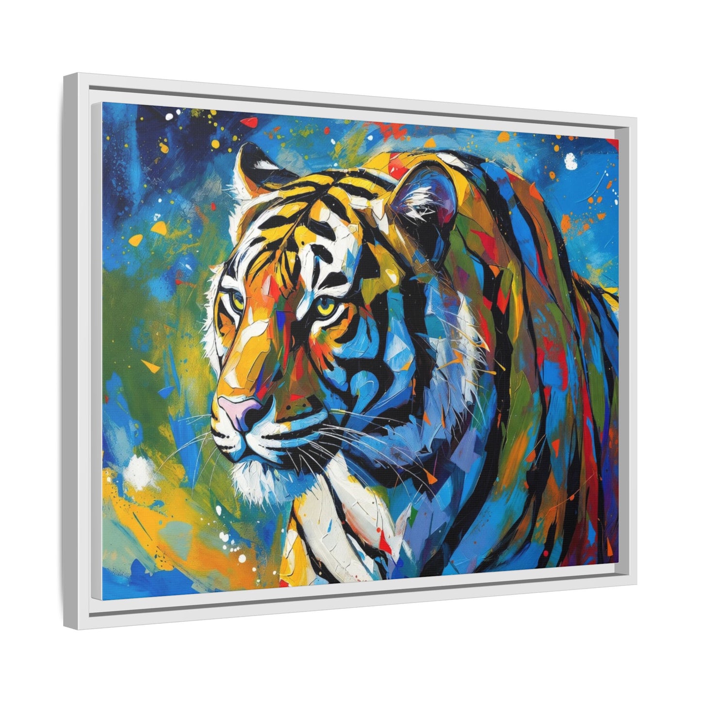 Colorful Tiger Matte Canvas Framed Art — Vibrant Wildlife Wall Decor