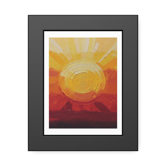 Sunburst Abstract Framed Art Print — Warm Sunrise Poster