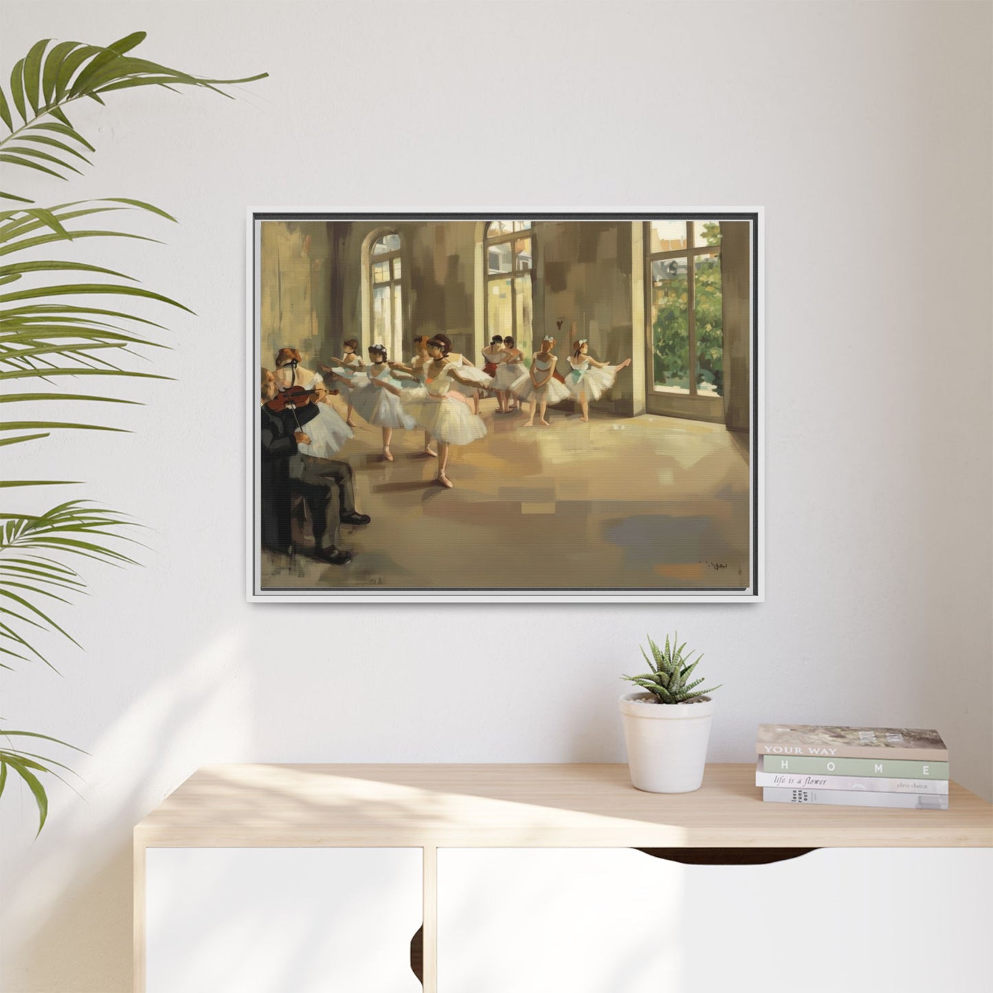 Framed Matte Canvas Print — Ballet Class Scene (Impressionist Dancers)