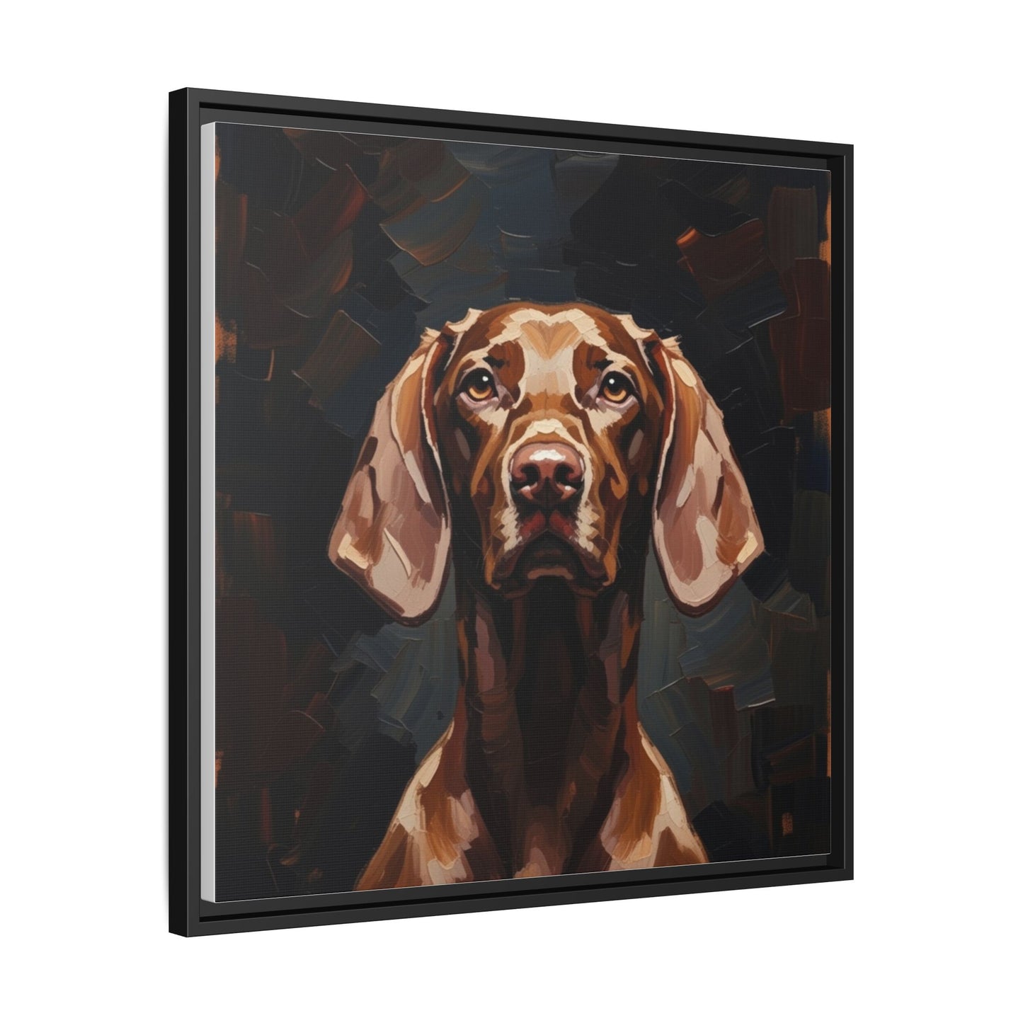 Framed Matte Canvas Dog Portrait – Brown Vizsla Wall Art