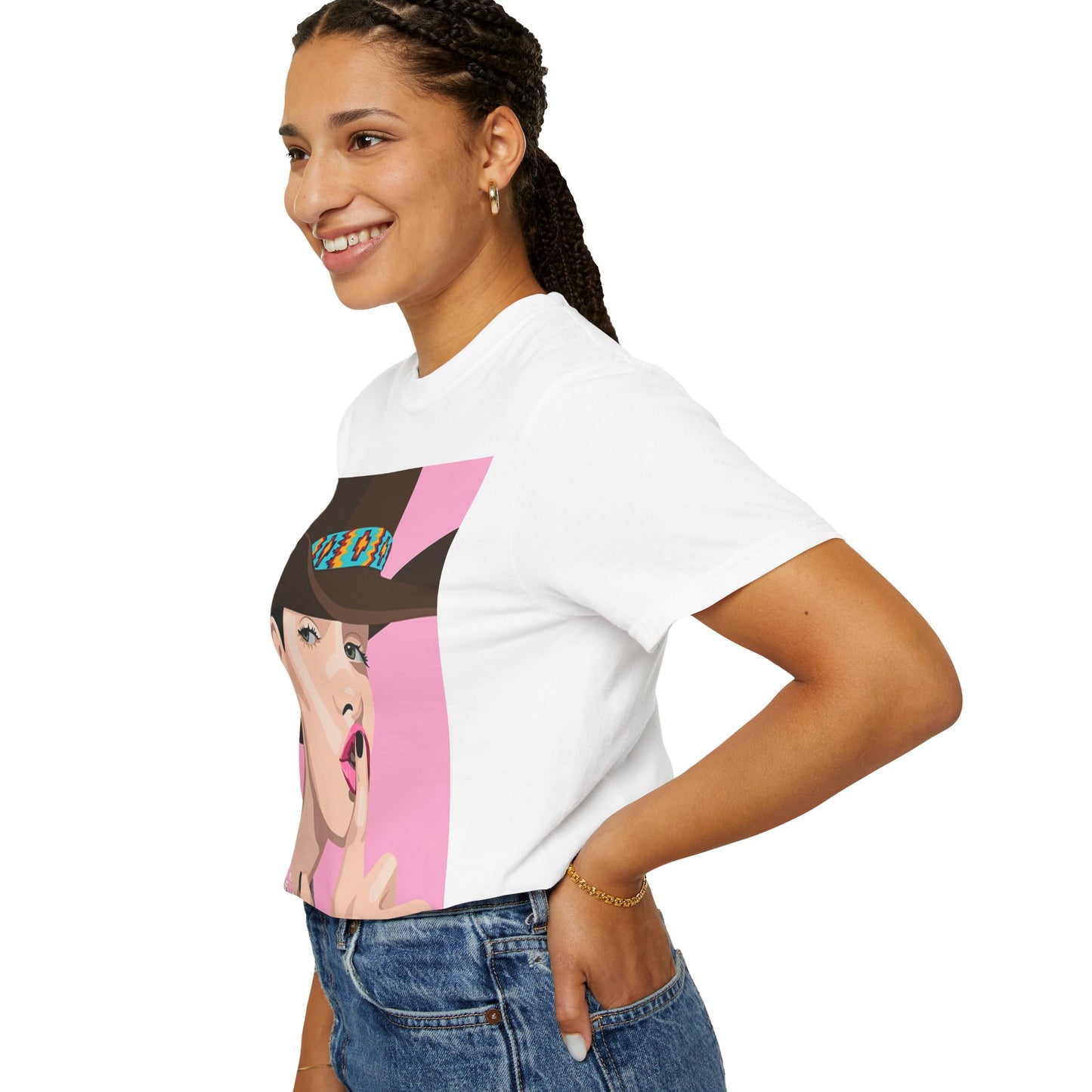 Cowgirl Pop Art T-Shirt — Pink 'Shh' Graphic Tee
