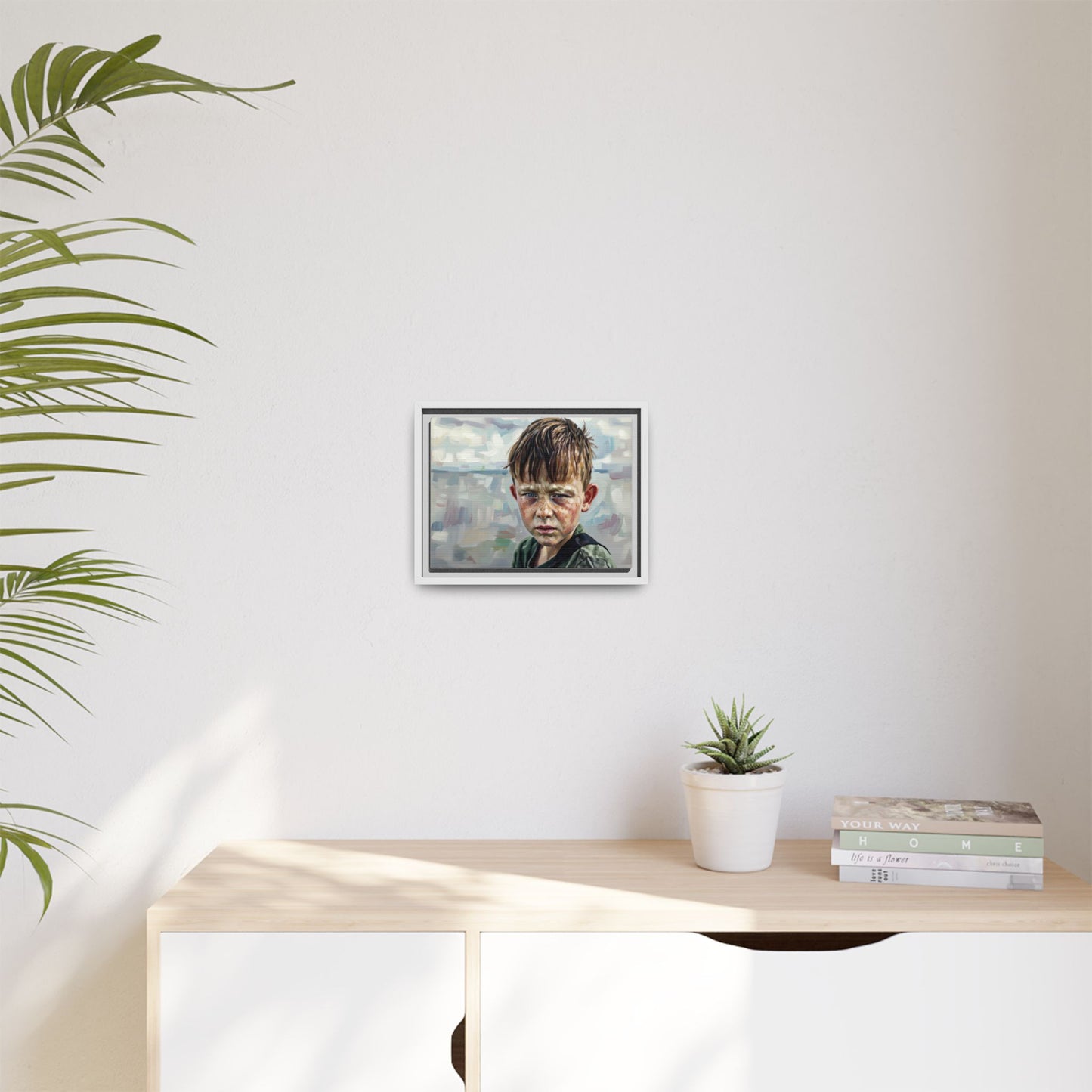 Framed Matte Canvas: Gritty Boy Portrait Art Print