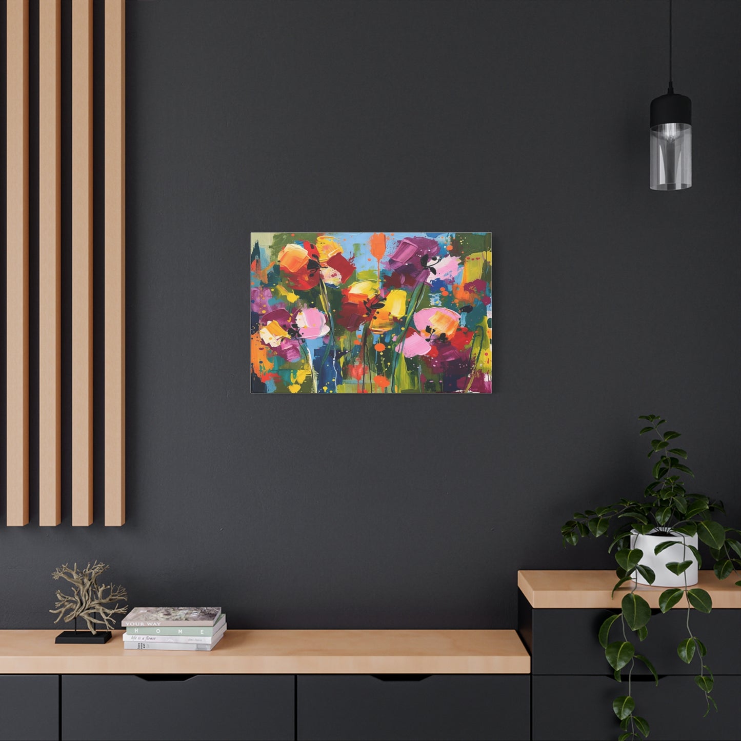 Vibrant Abstract Floral Canvas — Colorful Poppy Wall Art, Matte Stretched 1.25"