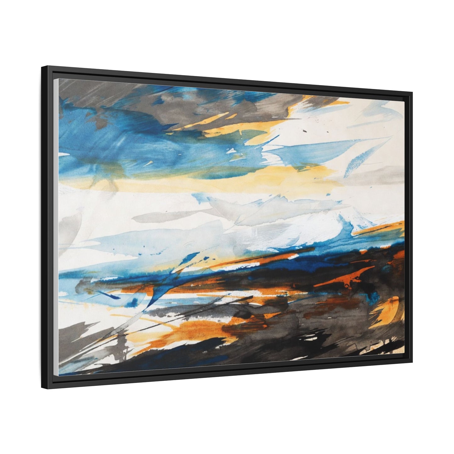 Abstract Coastal Waves Matte Canvas Framed Wall Art