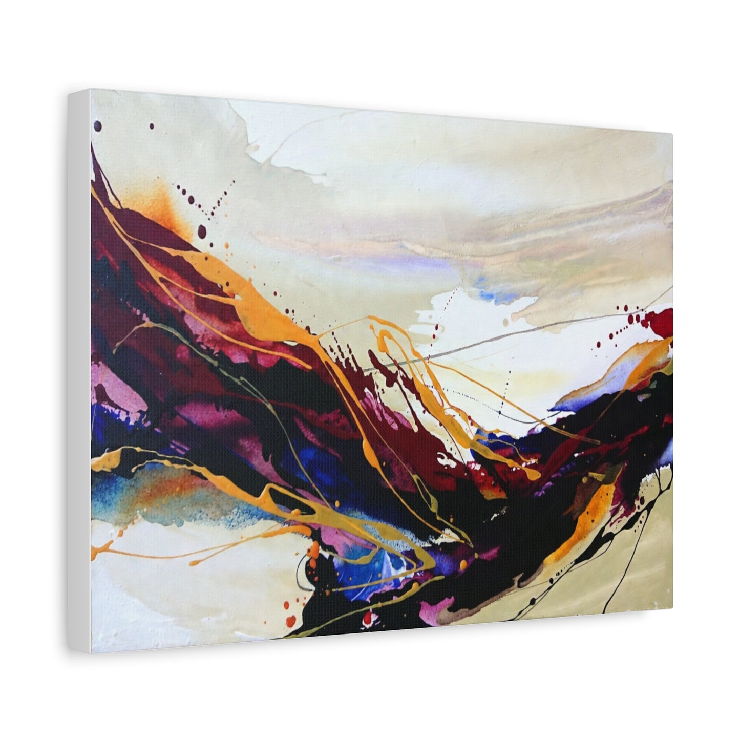 Abstract Color Flow Matte Stretched Canvas – Vibrant Modern Wall Art