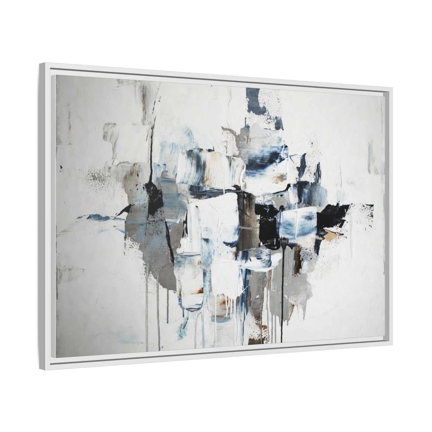 Framed Abstract Canvas Art — Blue Neutral Modern Wall Print