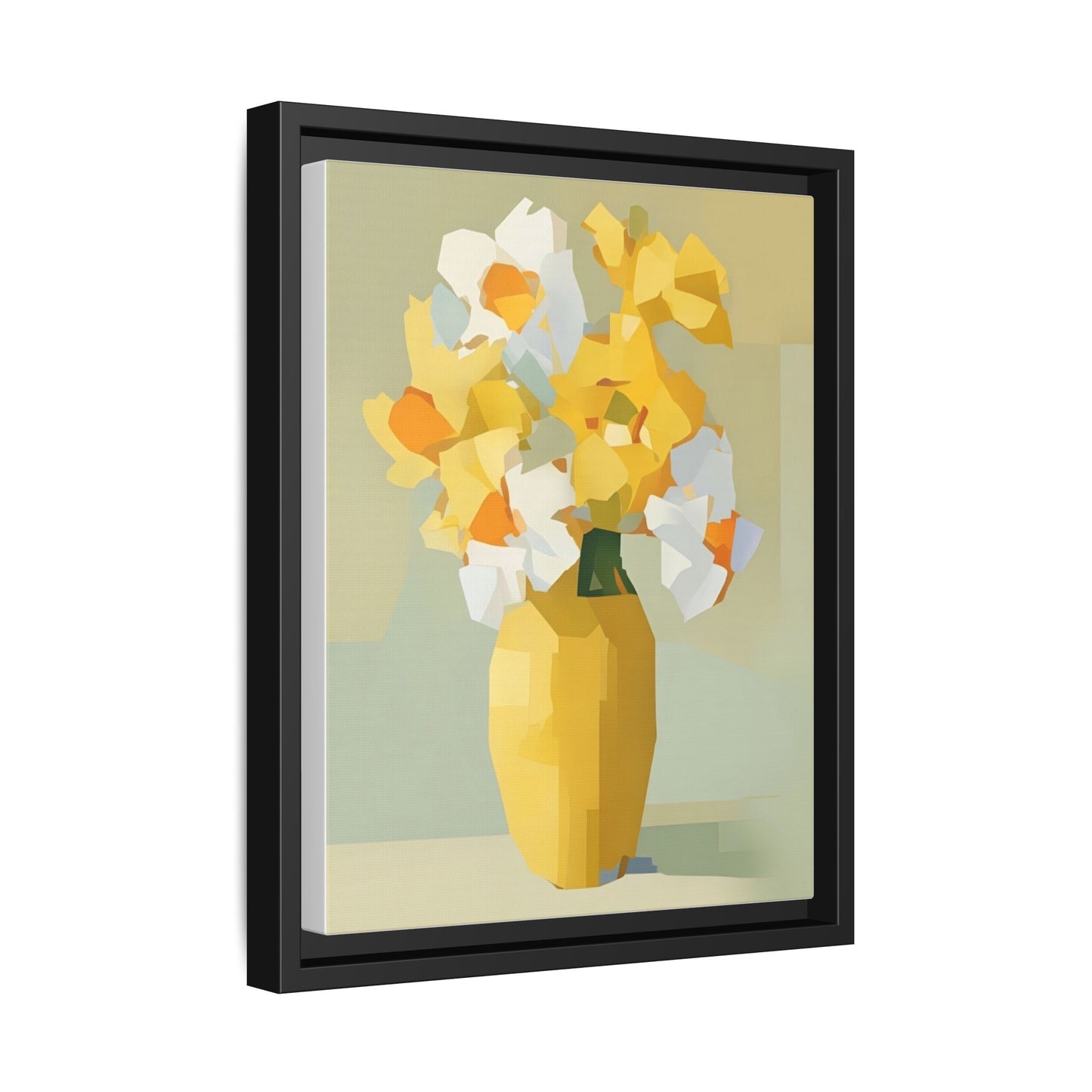 Framed Floral Canvas Print — Yellow Vase Bouquet Wall Art