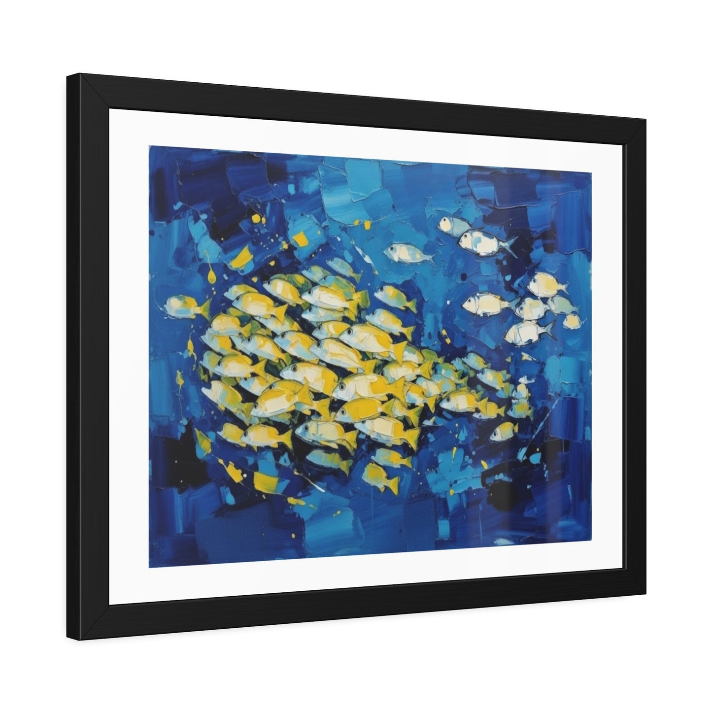 Framed Fish Poster — Blue School of Fish Nautical Wall Art Print