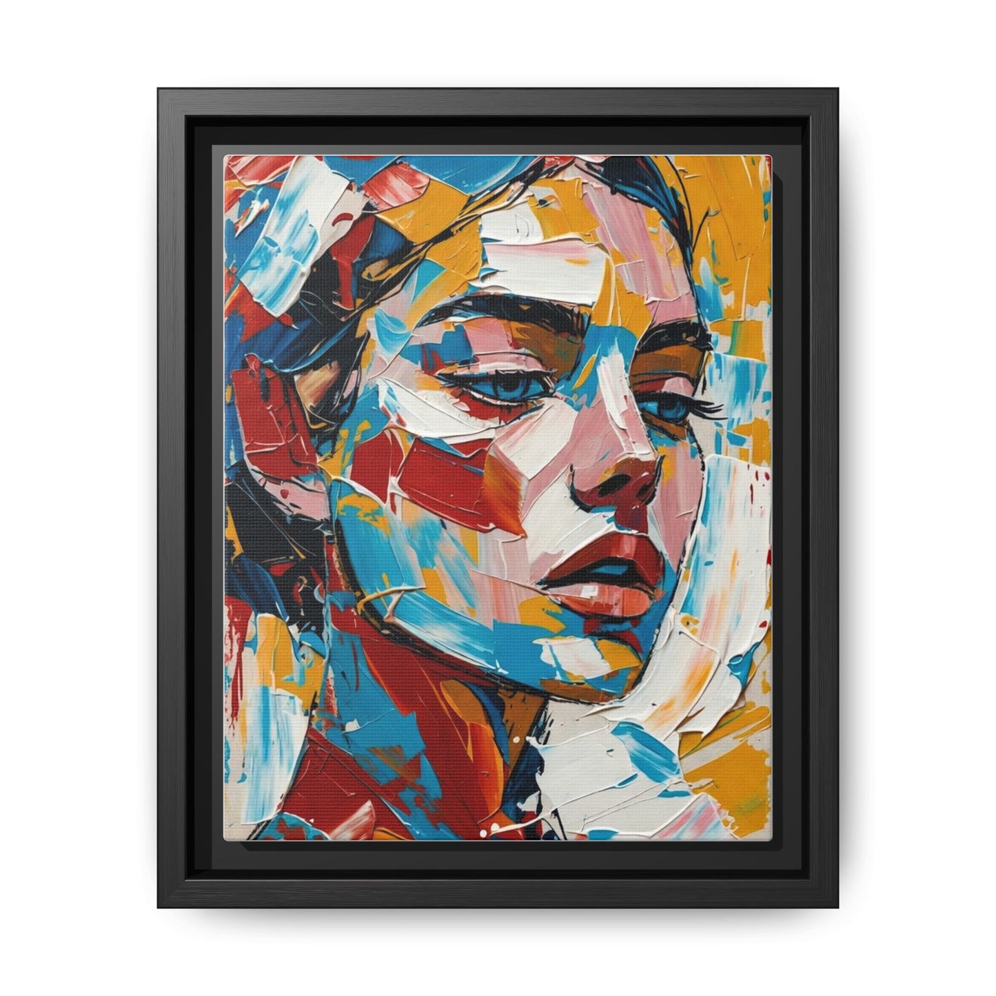 Colorful Abstract Portrait Framed Canvas Print