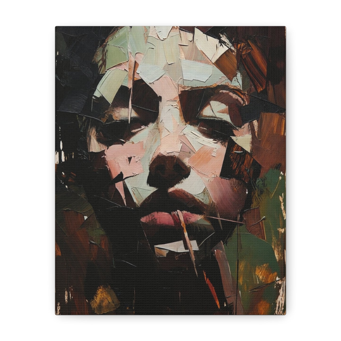 Abstract Portrait Matte Stretched Canvas (1.25") — Contemporary Textured Face Art