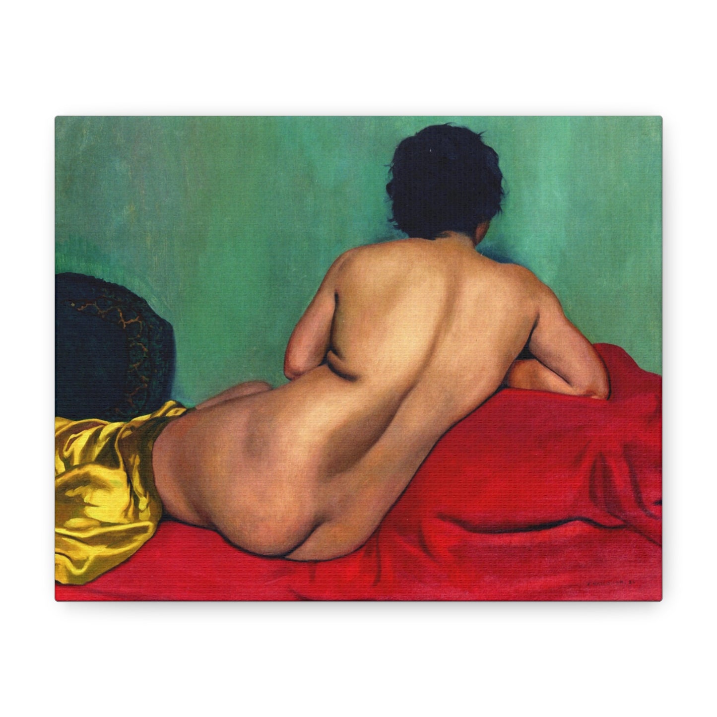 Nu de dos sur un canapé rouge by Félix Vallotton Matte Canvas Wall Art Print