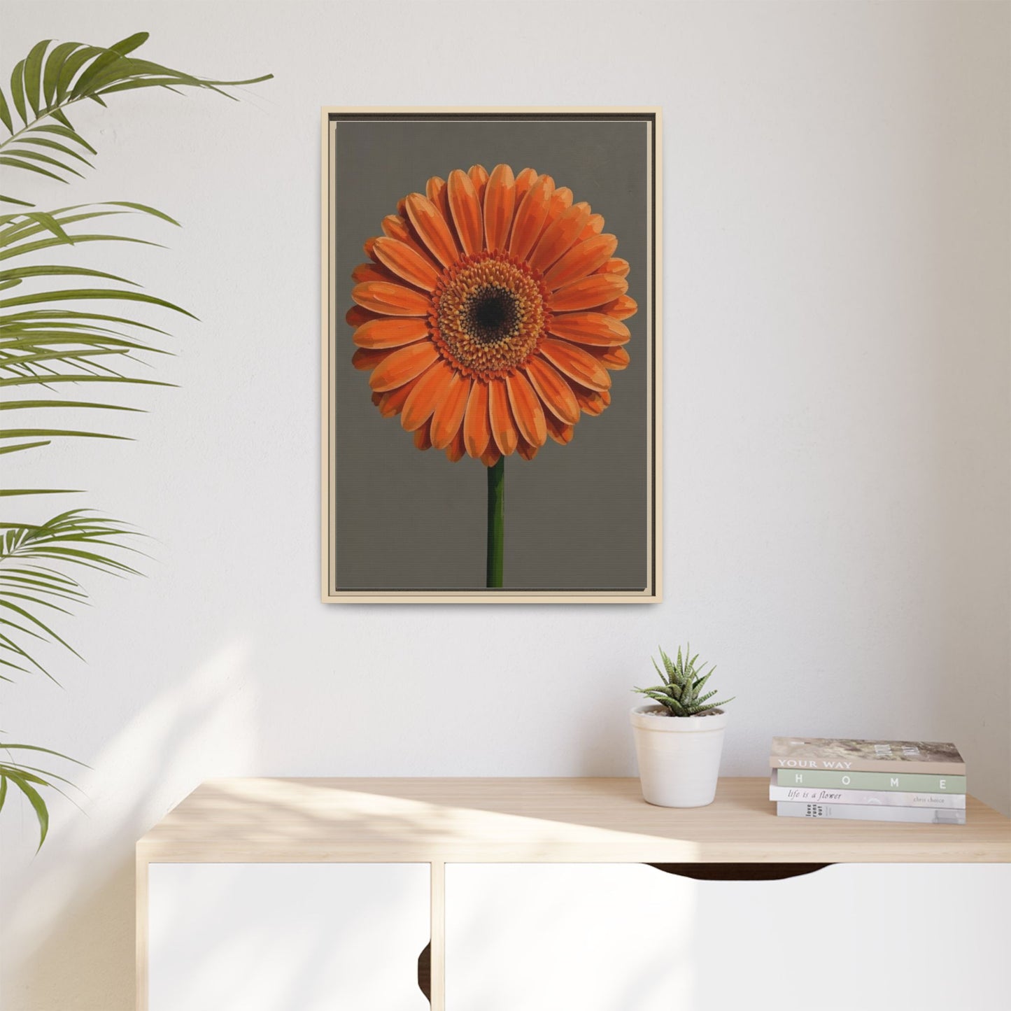 Orange Gerbera Daisy Matte Canvas Print (Framed)