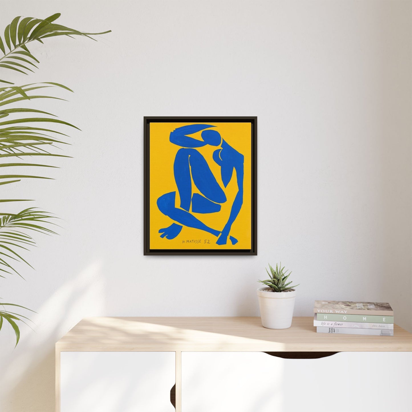 Abstract Blue Nude Matte Canvas Wall Art, Framed