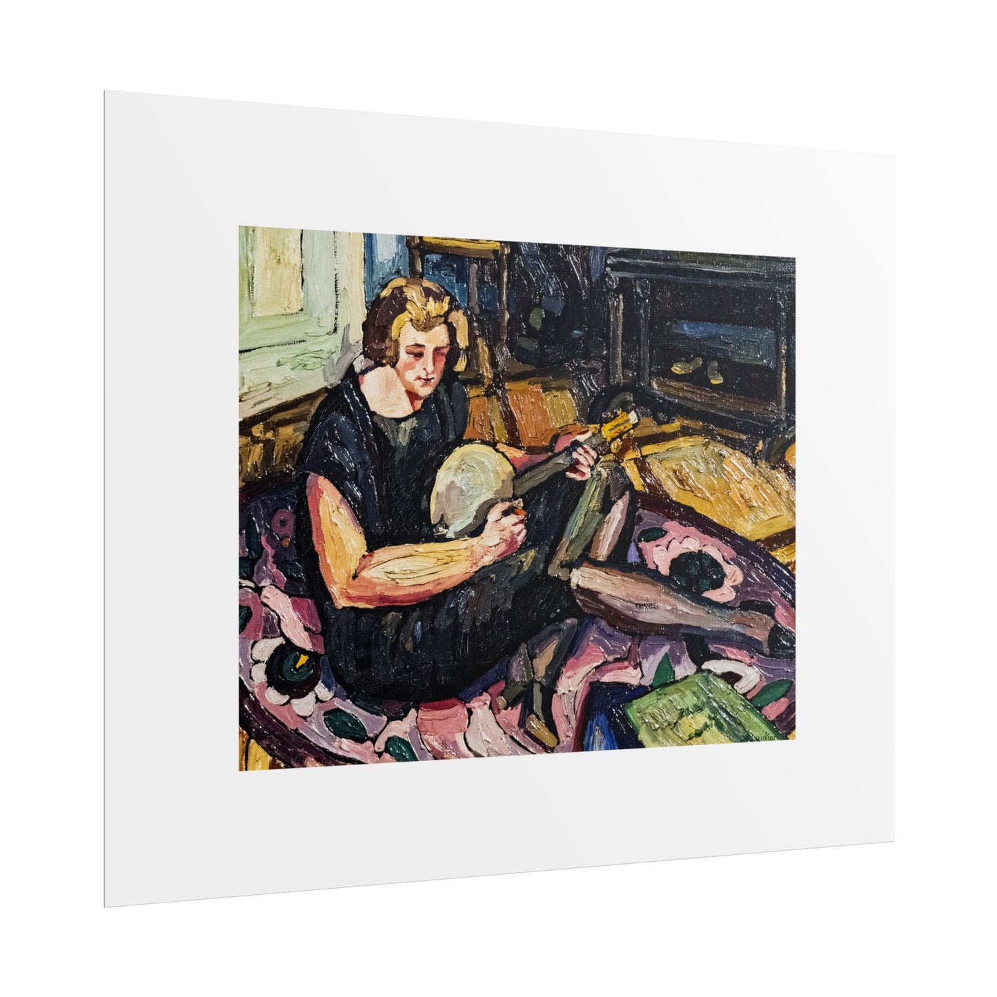 Luce au banjo dans le salon à Rabastens by Georges Gaudion Wall Art Print
