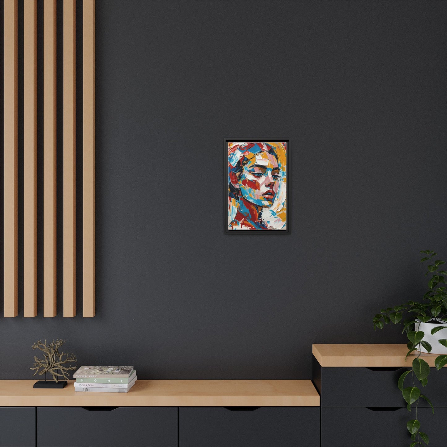 Colorful Abstract Portrait Framed Canvas Print