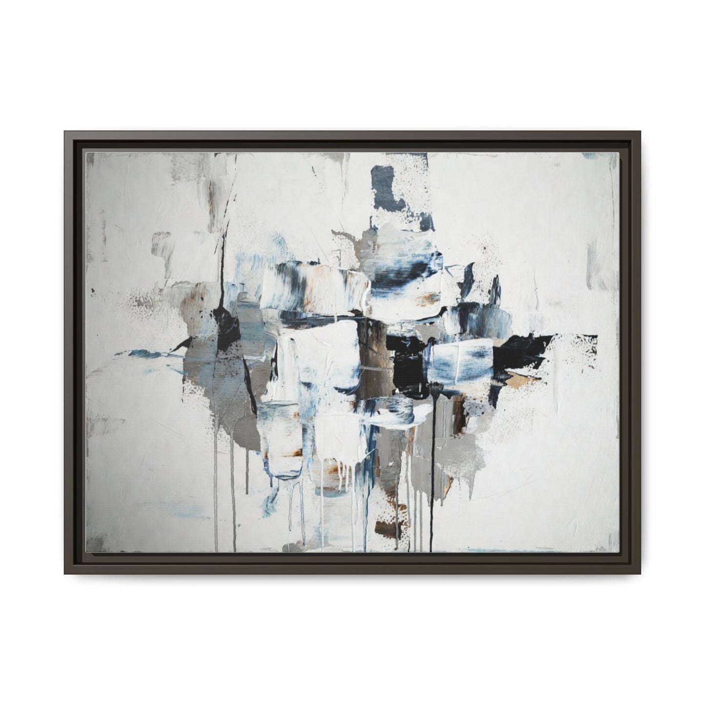 Framed Abstract Canvas Art — Blue Neutral Modern Wall Print
