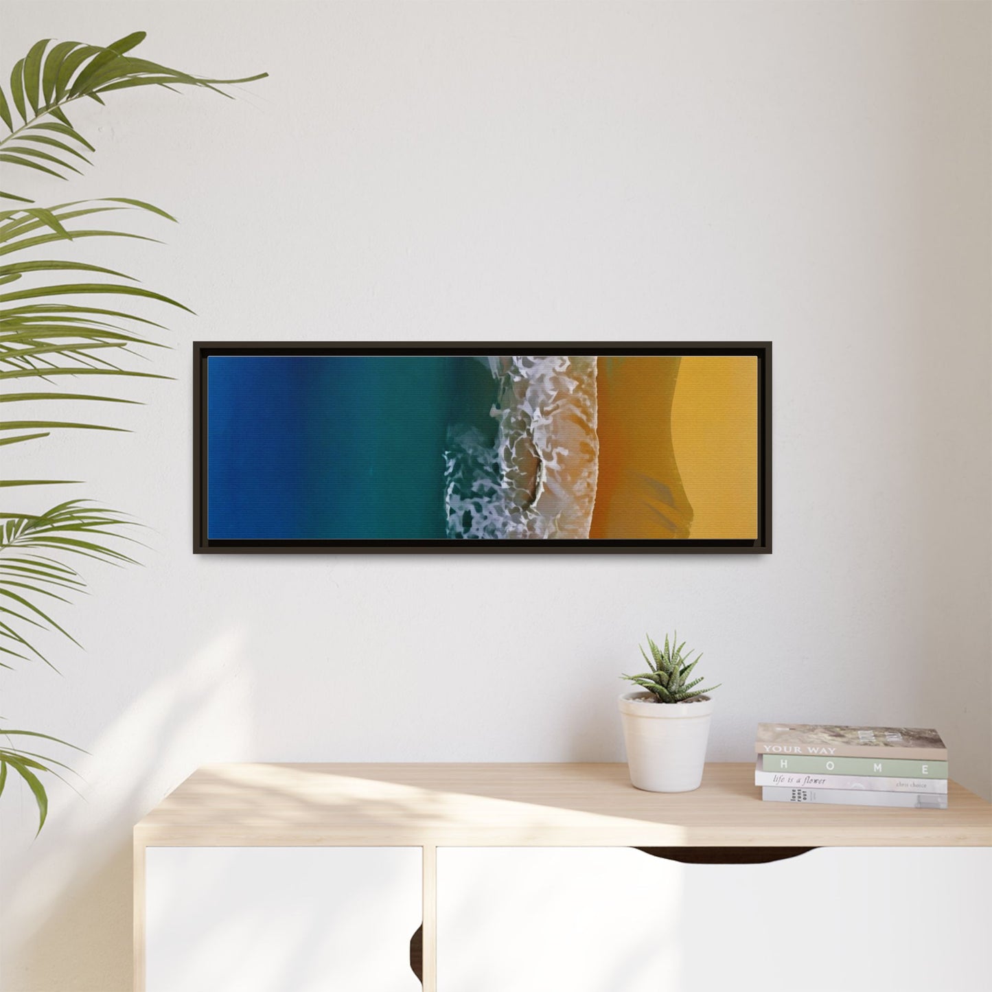 Framed Matte Canvas Seascape Print – Coastal Waves Wall Art