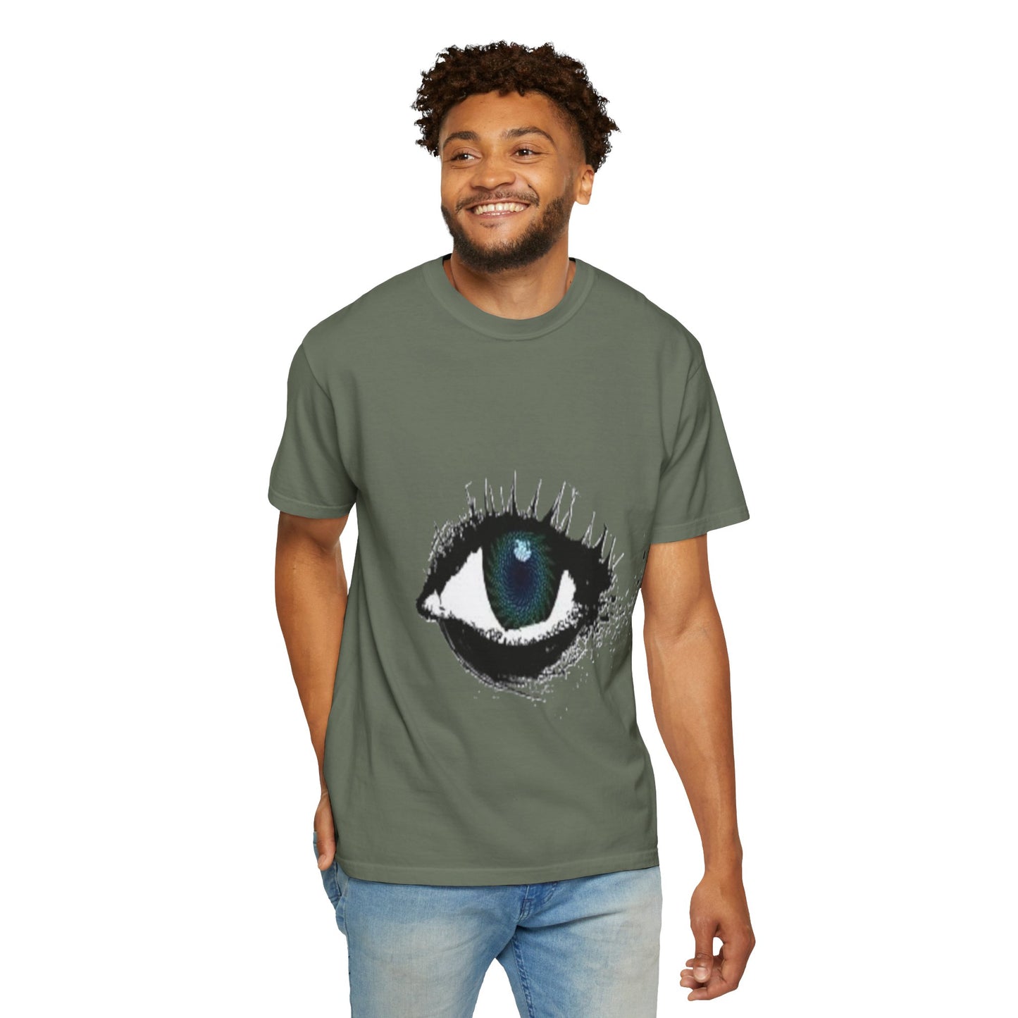 Eye Graphic T-Shirt — Blue Iris Grunge Art Tee