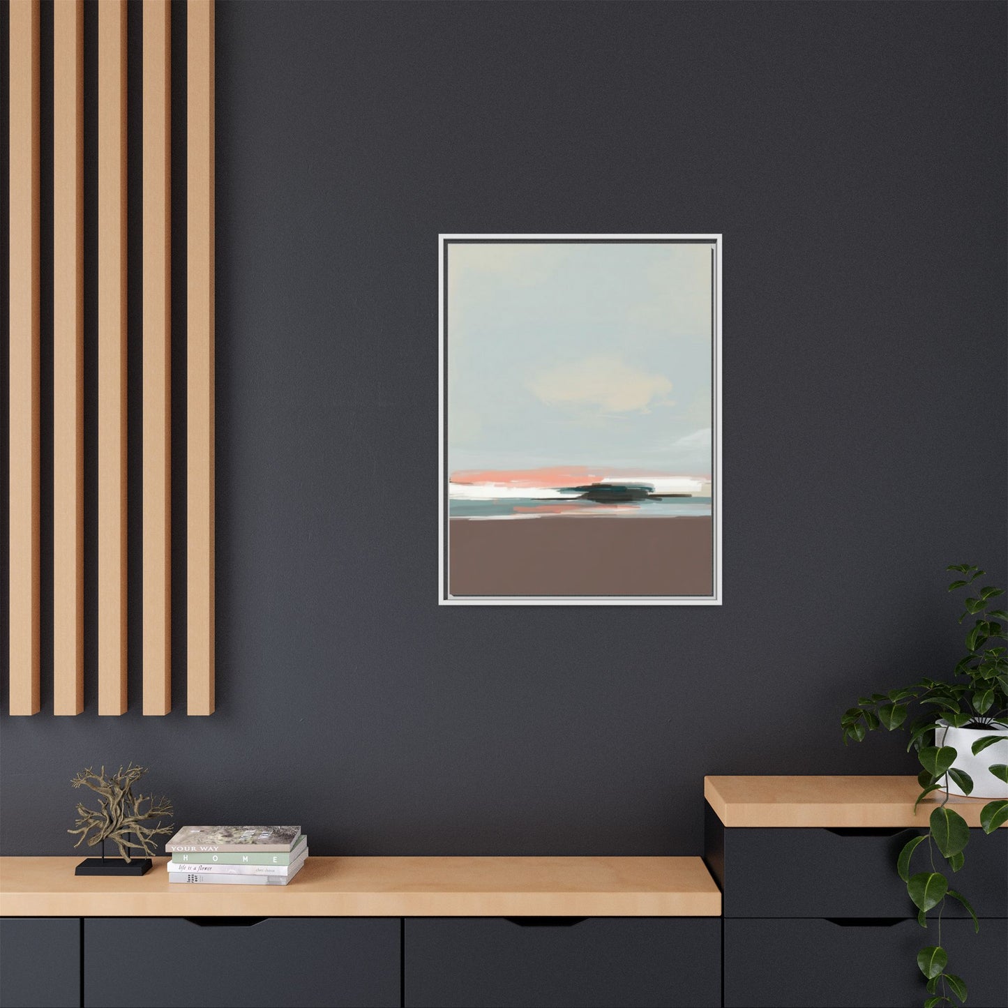 Framed Matte Canvas Print — Soft Coastal Abstract Landscape