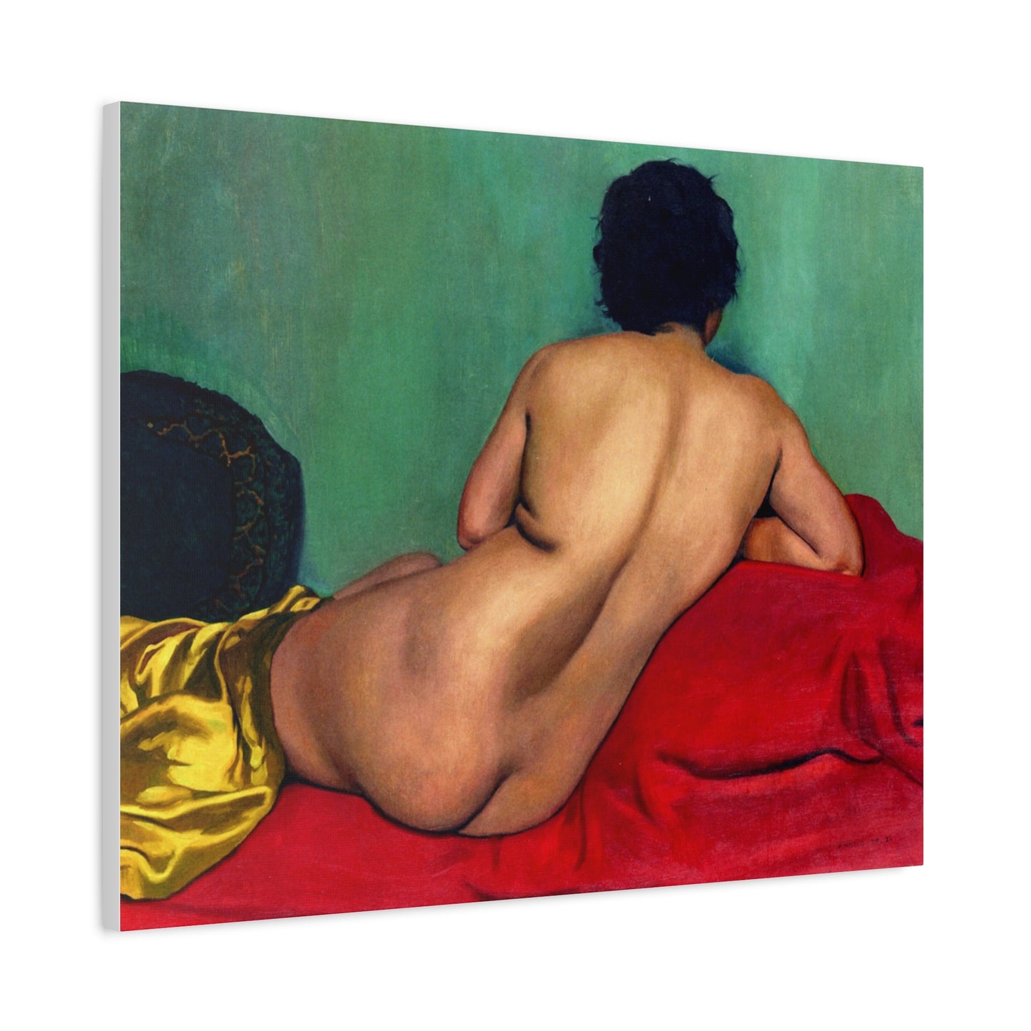 Nu de dos sur un canapé rouge by Félix Vallotton Matte Canvas Wall Art Print