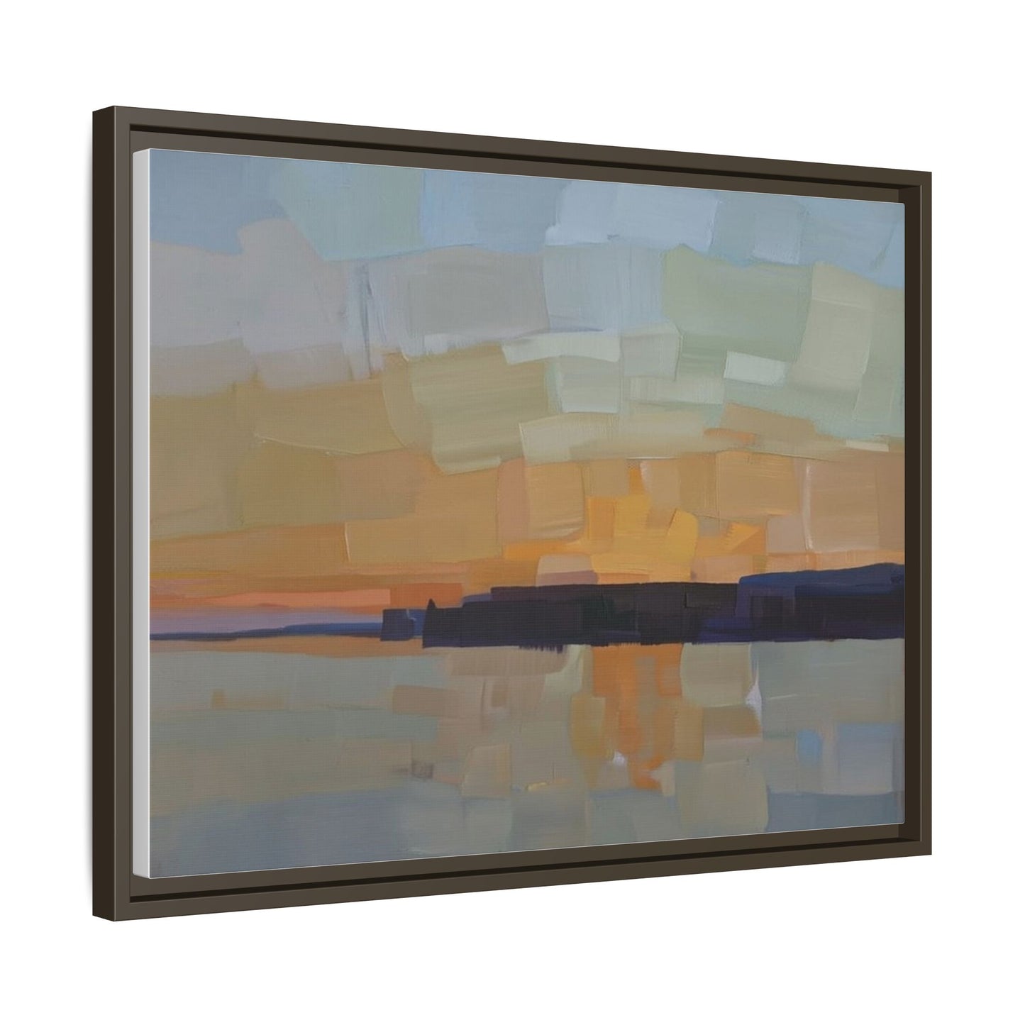 Framed Matte Canvas Sunset Abstract Landscape Art Print