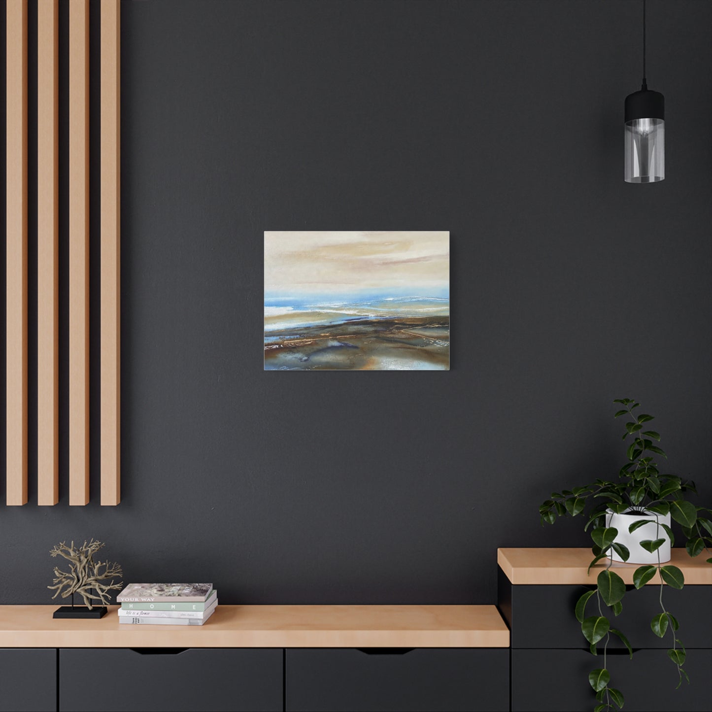 Coastal Abstract Matte Canvas Wall Art — Serene Ocean Horizon Stretch
