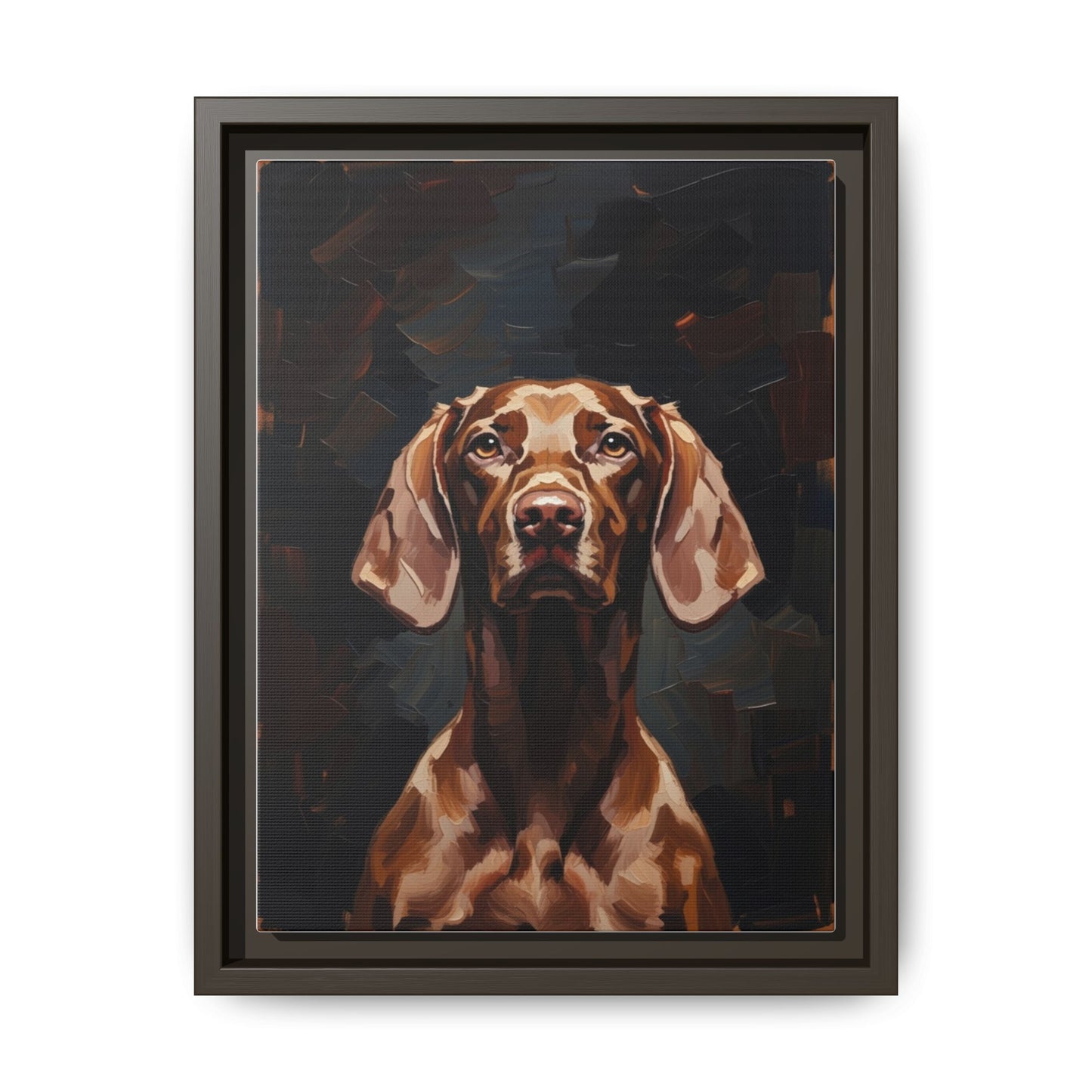 Framed Matte Canvas Dog Portrait – Brown Vizsla Wall Art