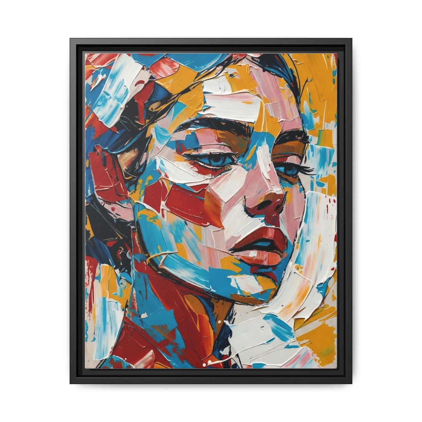 Colorful Abstract Portrait Framed Canvas Print