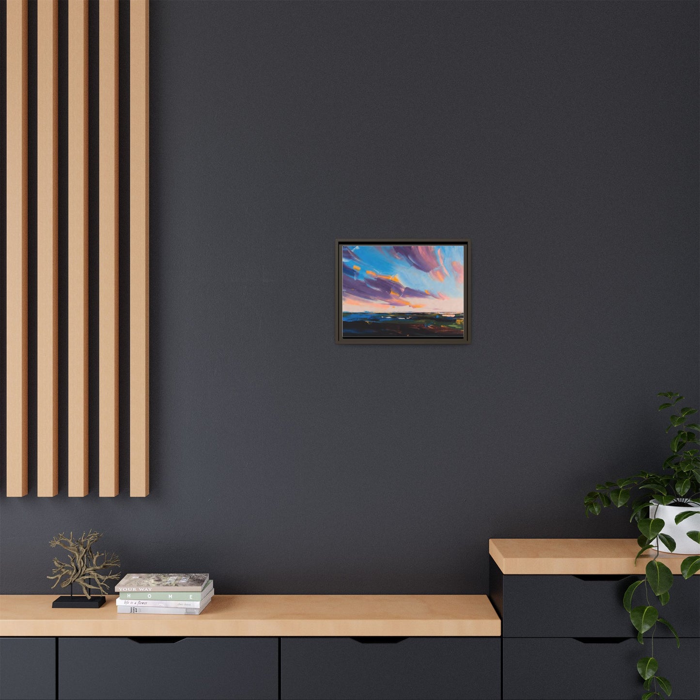 Framed Matte Canvas Abstract Seascape Sunset Art Print