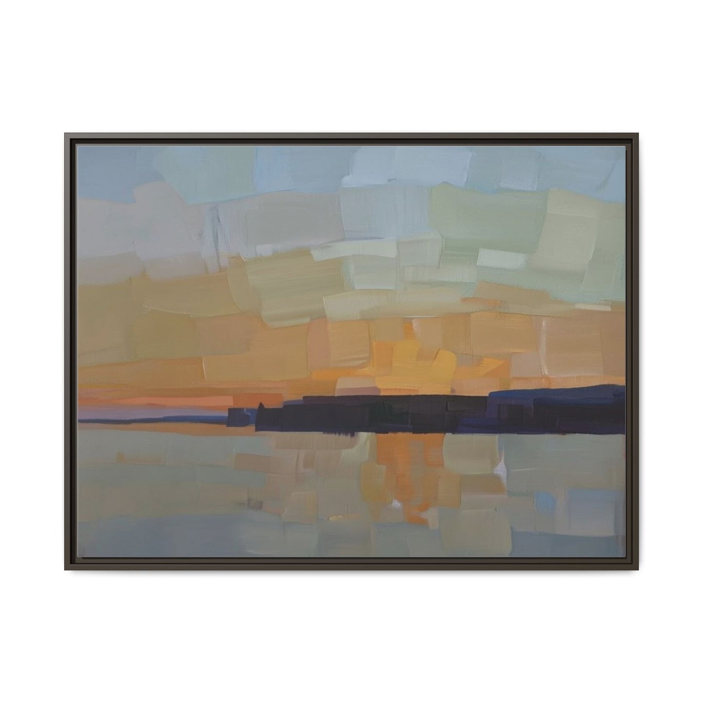 Framed Matte Canvas Sunset Abstract Landscape Art Print