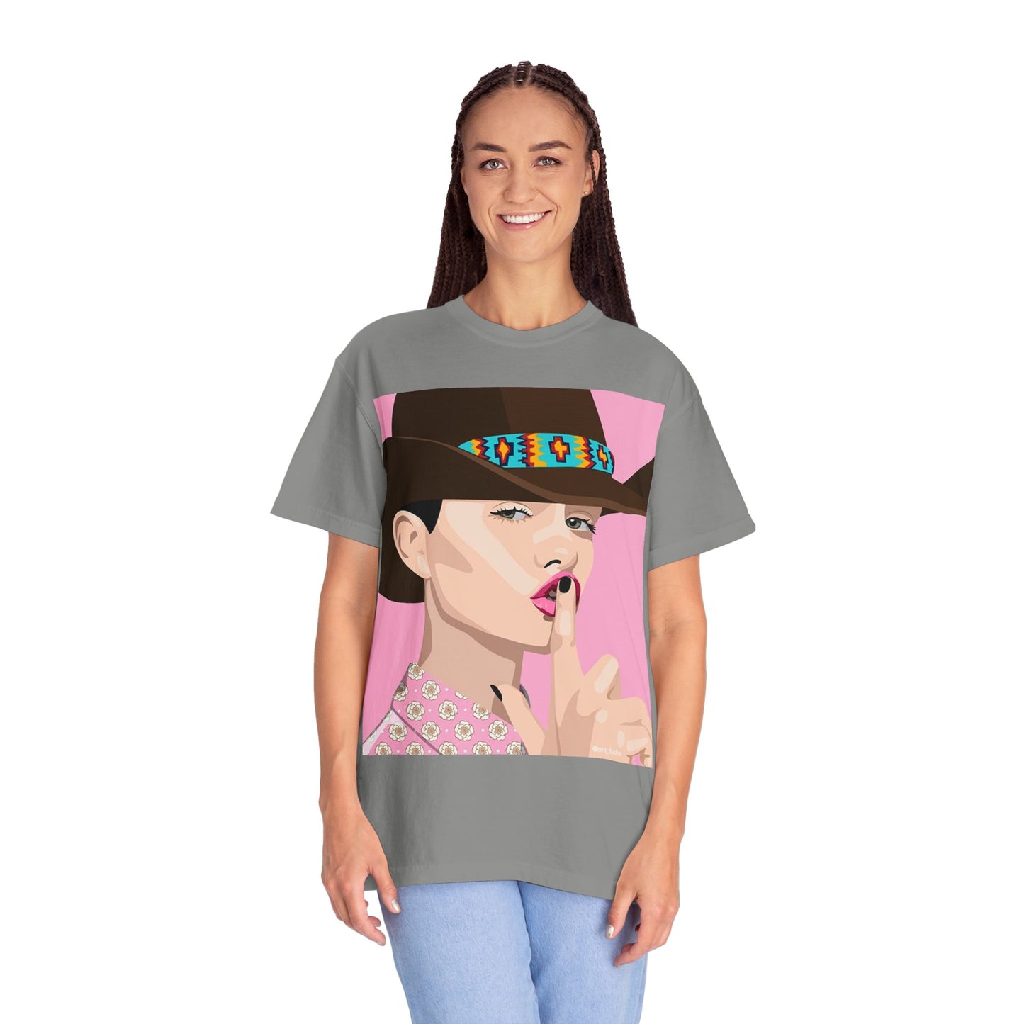Cowgirl Pop Art T-Shirt — Pink 'Shh' Graphic Tee