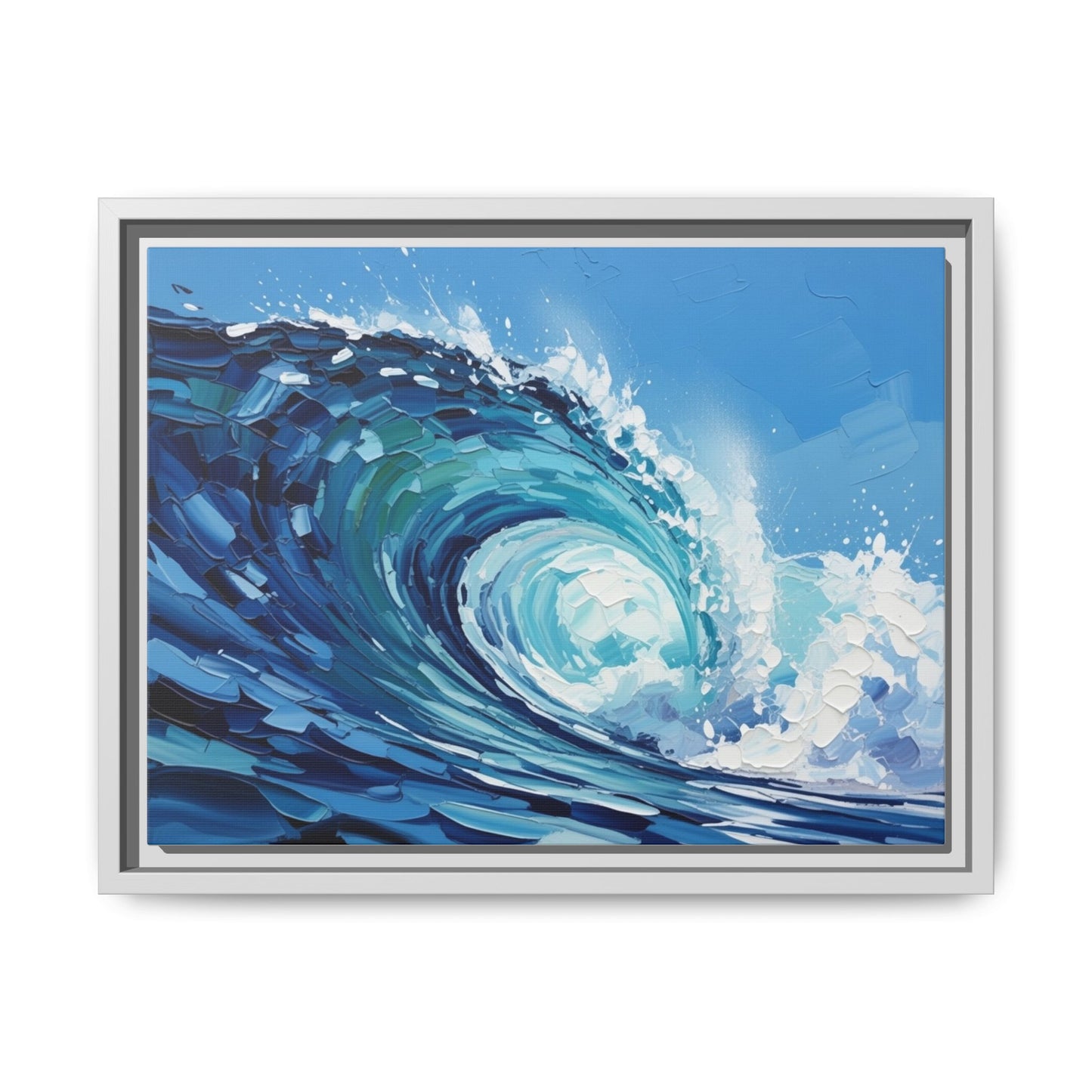 Framed Matte Canvas Wave Art — Blue Ocean Surf Wall Decor