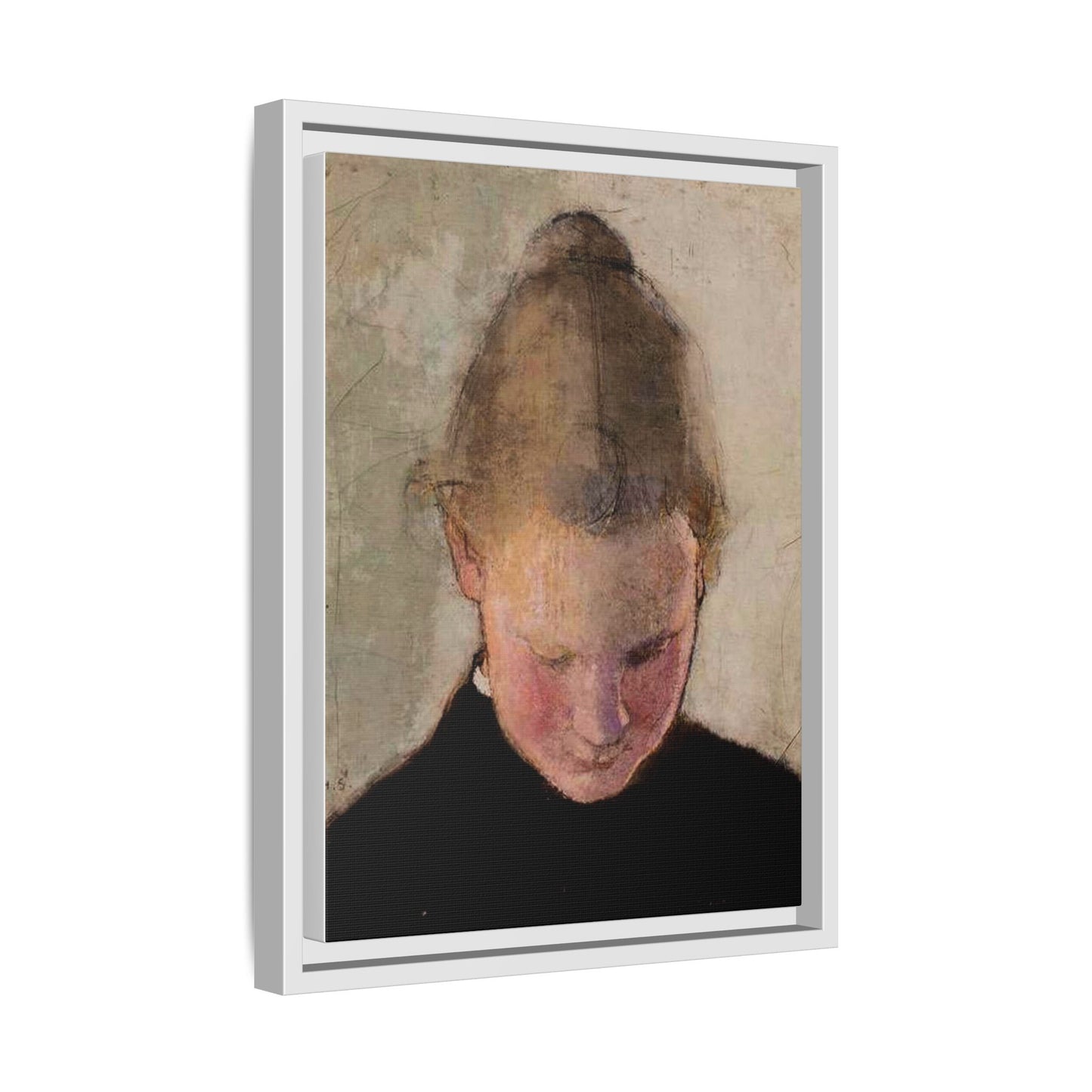 Lukeva tytto by Helena Schjerfbeck Framed Matte Canvas Art Print