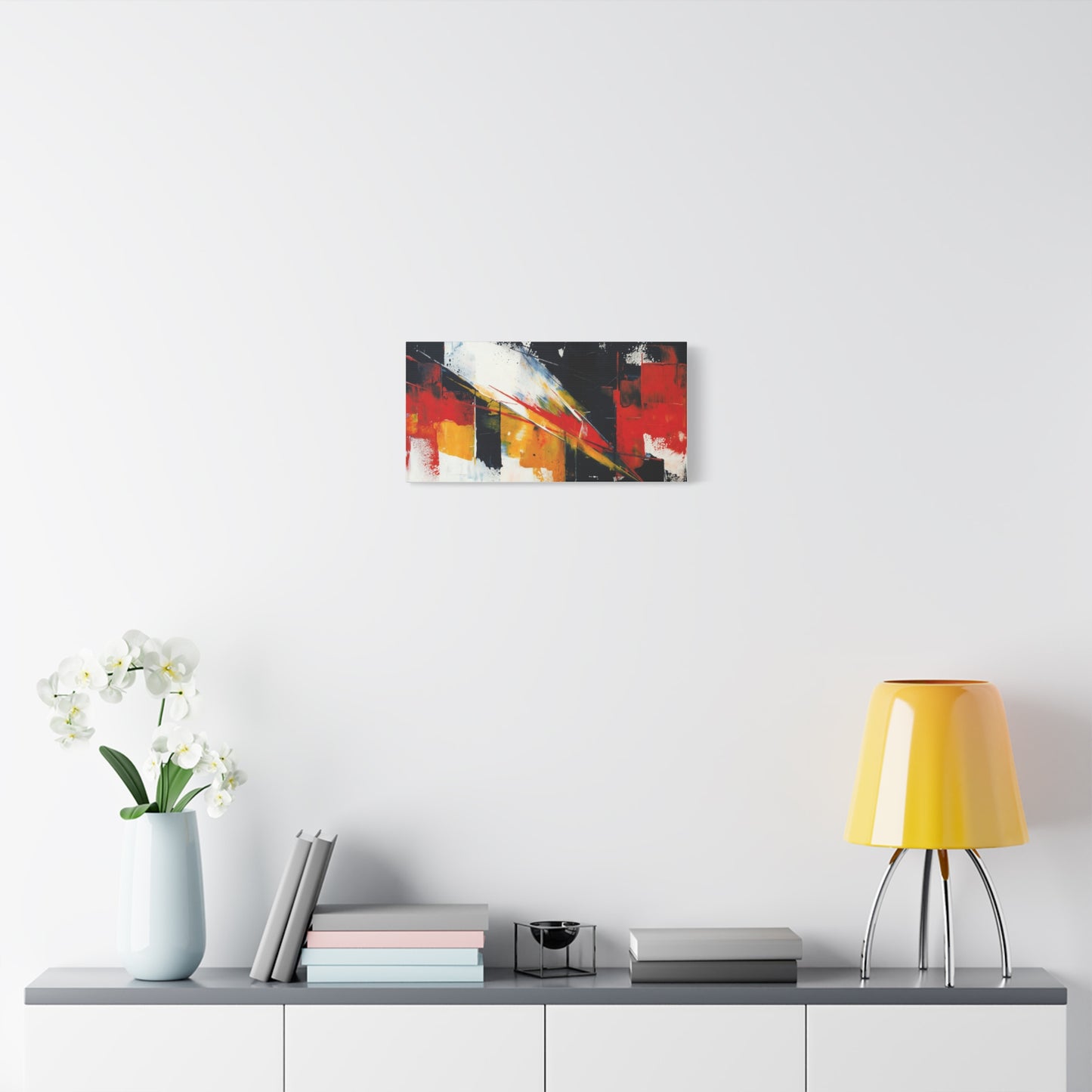 Abstract Geometric Canvas Art — Bold Red & Black Modern Wall Painting