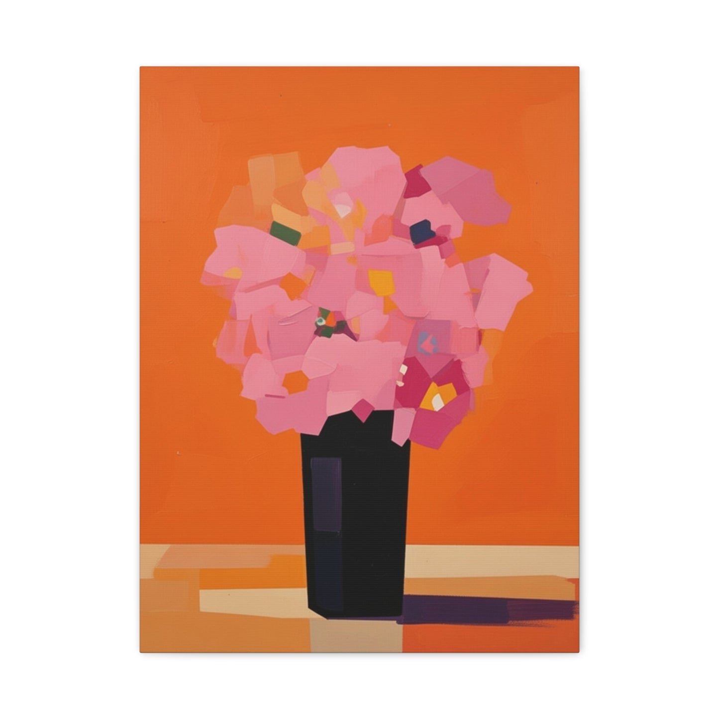 Modern Pink Flowers Canvas Print — Abstract Floral Wall Art