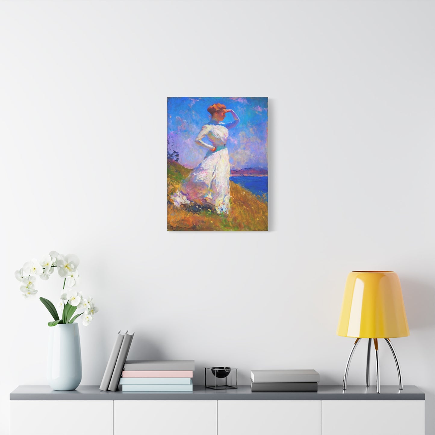 Impressionist Coastal Lady Matte Canvas Print — Stretched 1.25"