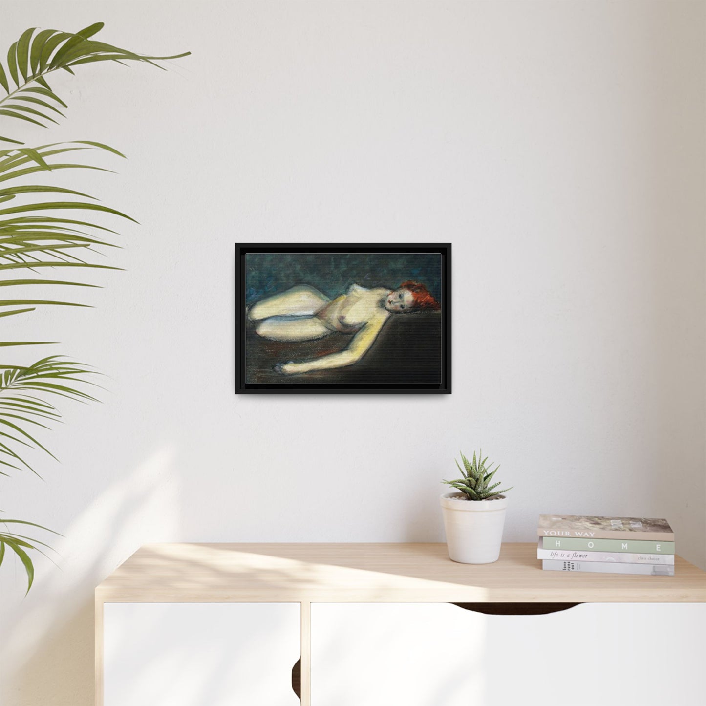 Lying nude by Paul Gosselin Framed Matte Canvas Wall Art Print