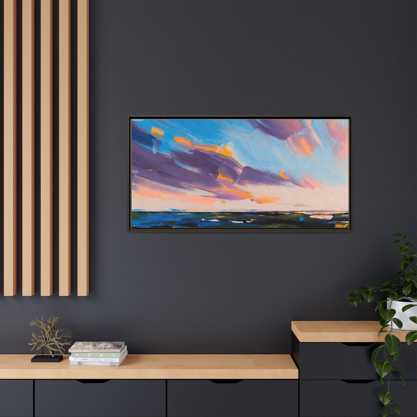 Framed Matte Canvas Abstract Seascape Sunset Art Print