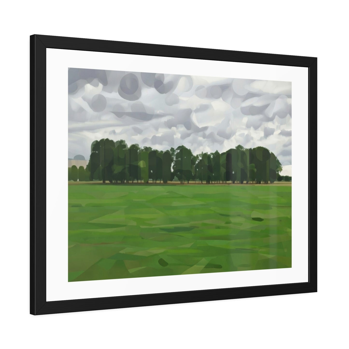 Framed Landscape Poster — Minimal Green Field Art Print