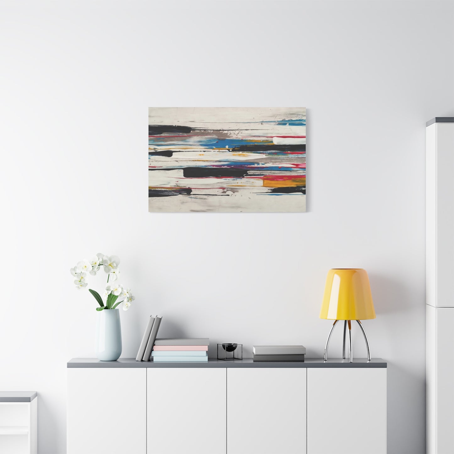 Abstract Color Streaks Matte Canvas Print — Modern Horizontal Wall Art