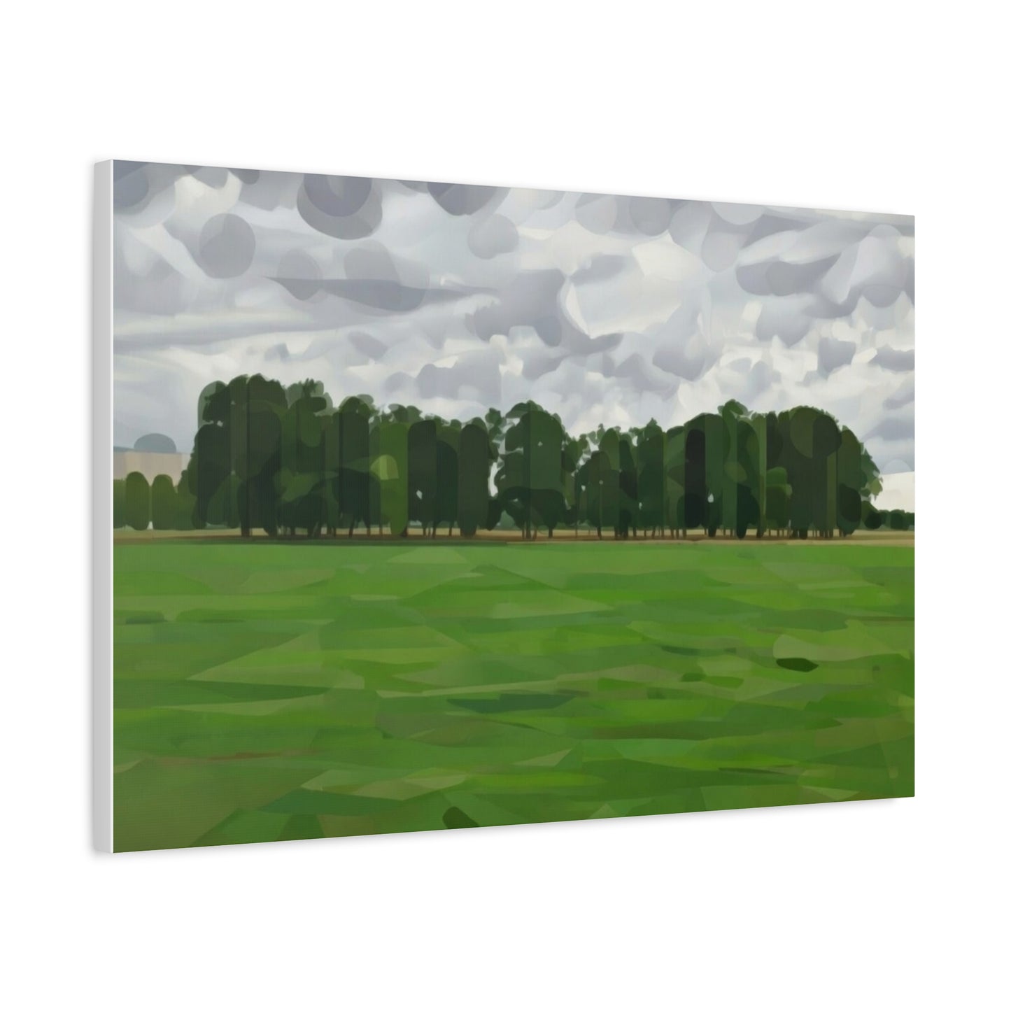 Green Field Landscape Canvas Print — Tranquil Park Scene Matte Stretched Canvas